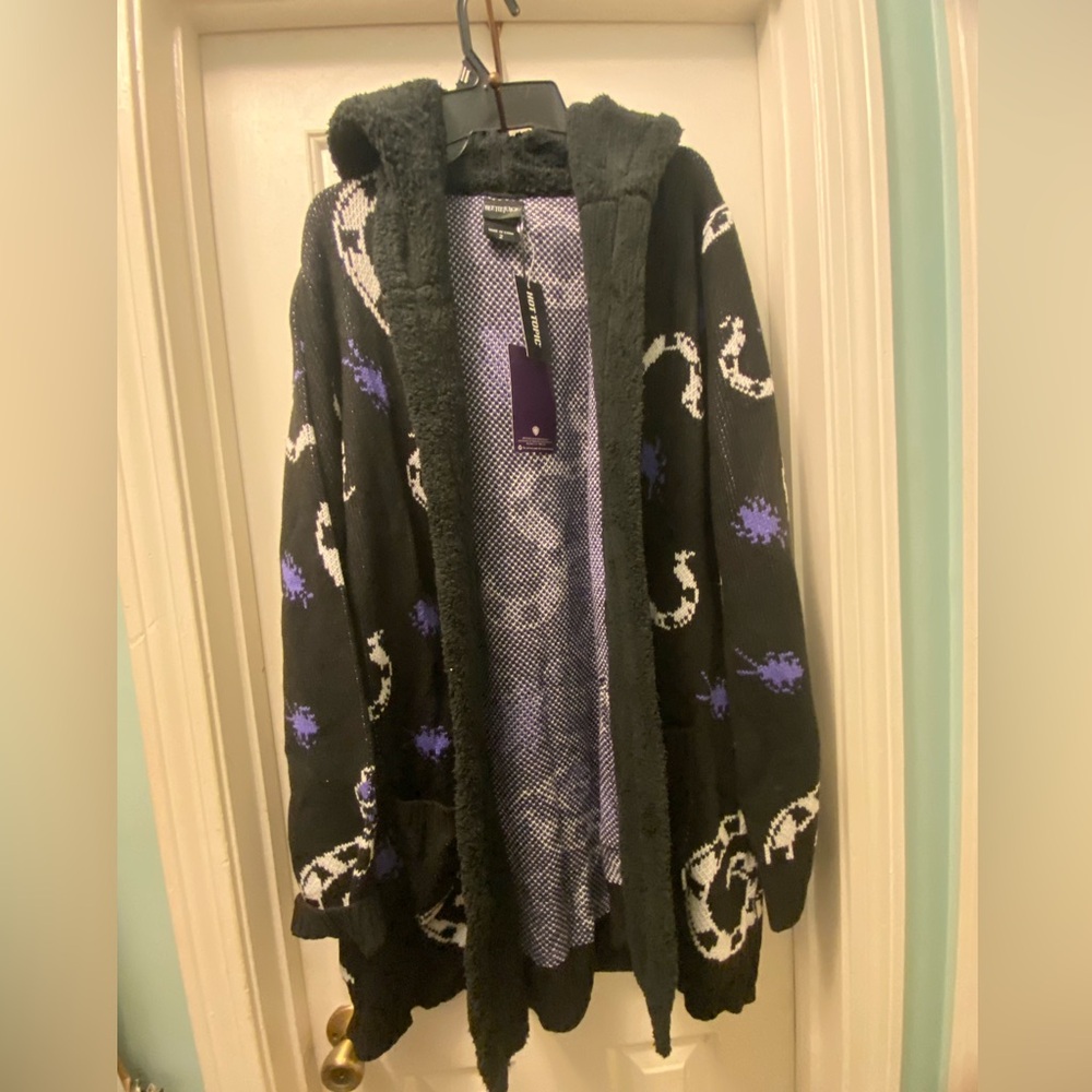 NWT Beetlejuice Sherpa lined Hooded Cardigan